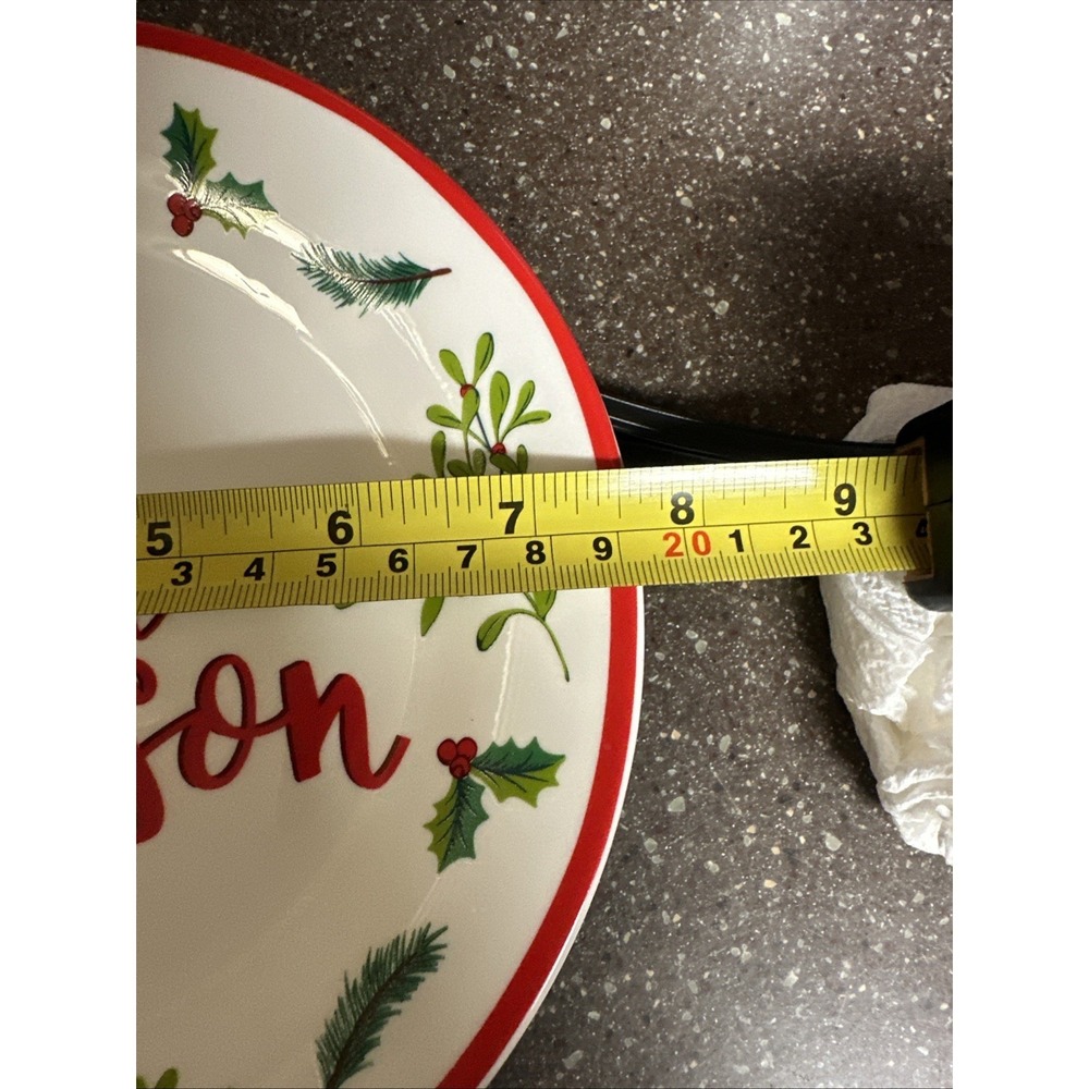 Royal Norfolk Holiday Salad Dessert Plate 7.5" Christmas Holly Berry Red Rim - Picture 2 of 3
